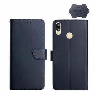 For Huawei P20 Lite Genuine Leather Fingerprint-proof Horizontal Flip Phone Case(Blue)