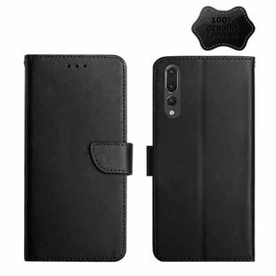 For Huawei P20 Pro Genuine Leather Fingerprint-proof Horizontal Flip Phone Case(Black)