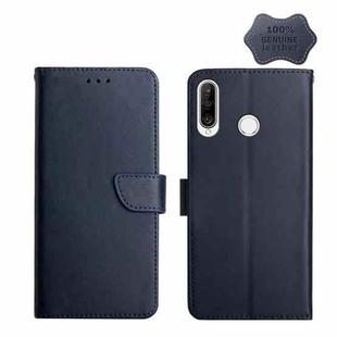 For Huawei P30 Lite Genuine Leather Fingerprint-proof Horizontal Flip Phone Case(Blue)