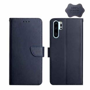 For Huawei P30 Pro Genuine Leather Fingerprint-proof Horizontal Flip Phone Case(Blue)