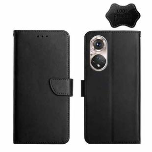 For Huawei P50 Pro Genuine Leather Fingerprint-proof Horizontal Flip Phone Case(Black)