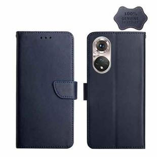 For Huawei P50 Pro Genuine Leather Fingerprint-proof Horizontal Flip Phone Case(Blue)