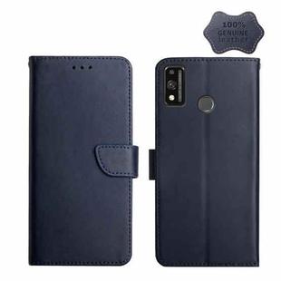 For Honor 9X Lite Genuine Leather Fingerprint-proof Horizontal Flip Phone Case(Blue)