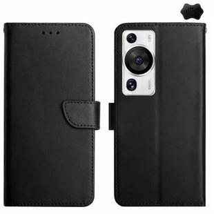 For Huawei P60 Pro Genuine Leather Fingerprint-proof Horizontal Flip Phone Case(Black)