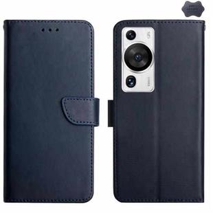 For Huawei P60 Pro Genuine Leather Fingerprint-proof Horizontal Flip Phone Case(Blue)
