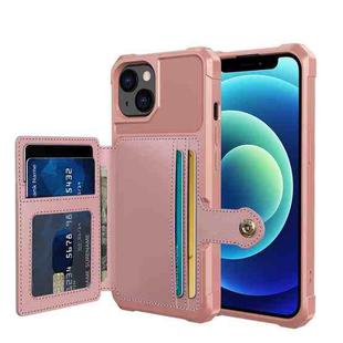 For iPhone 13 mini Magnetic Wallet Card Bag Leather Case (Rose Gold)