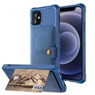 For iPhone 12 mini Magnetic Wallet Card Bag Leather Case (Navy Blue)