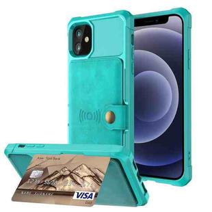 For iPhone 12 mini Magnetic Wallet Card Bag Leather Case (Cyan)