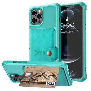 For iPhone 12 Pro Max Magnetic Wallet Card Bag Leather Case(Cyan)