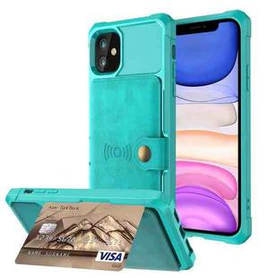 For iPhone 11 Magnetic Wallet Card Bag Leather Case (Cyan)
