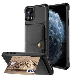 For iPhone 11 Pro Magnetic Wallet Card Bag Leather Case (Black)