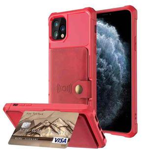 For iPhone 11 Pro Magnetic Wallet Card Bag Leather Case (Red)