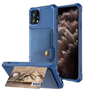 For iPhone 11 Pro Max Magnetic Wallet Card Bag Leather Case (Navy Blue)