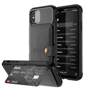 For iPhone X / XS Magnetic Wallet Card Bag Leather Case(Black)