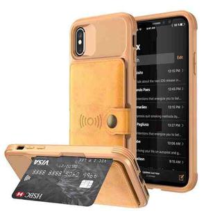 For iPhone X / XS Magnetic Wallet Card Bag Leather Case(Brown)