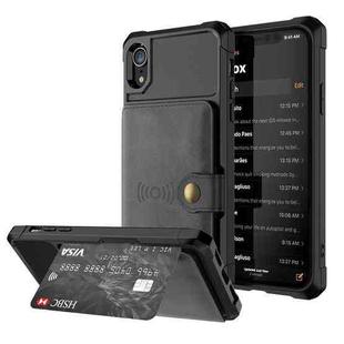 For iPhone XR Magnetic Wallet Card Bag Leather Case(Black)