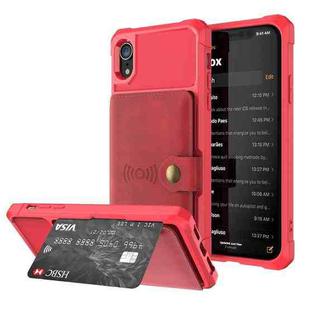 For iPhone XR Magnetic Wallet Card Bag Leather Case(Red)
