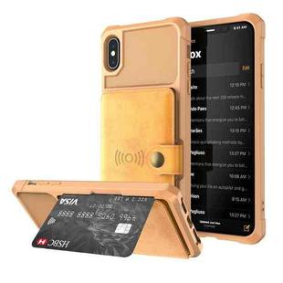 For iPhone XS Max Magnetic Wallet Card Bag Leather Case(Brown)