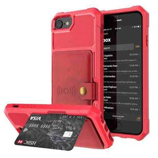 For iPhone SE 2022 / SE 2020 / 8 / 7 Magnetic Wallet Card Bag Leather Case(Red)