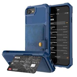 For iPhone SE 2022 / SE 2020 / 8 / 7 Magnetic Wallet Card Bag Leather Case(Navy Blue)