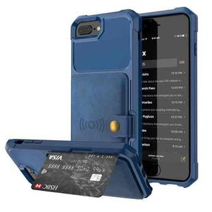 Magnetic Wallet Card Bag Leather Case For iPhone 8 Plus / 7 Plus / 6 Plus(Navy Blue)