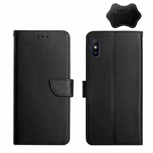 For Xiaomi Redmi 9A Genuine Leather Fingerprint-proof Horizontal Flip Phone Case(Black)
