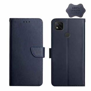 For Xiaomi Redmi 9C Genuine Leather Fingerprint-proof Horizontal Flip Phone Case(Blue)