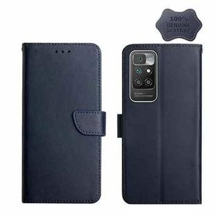 For Xiaomi Redmi 10 Genuine Leather Fingerprint-proof Horizontal Flip Phone Case(Blue)