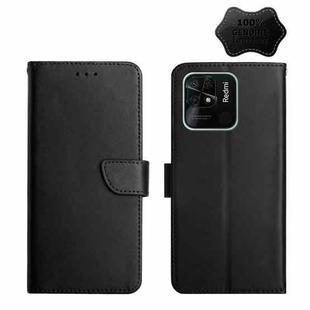 For Xiaomi Redmi 10C Genuine Leather Fingerprint-proof Horizontal Flip Phone Case(Black)