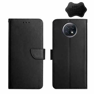 For Xiaomi Redmi Note 9 5G Genuine Leather Fingerprint-proof Horizontal Flip Phone Case(Black)
