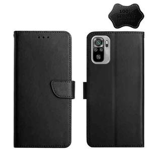 For Xiaomi Redmi Note 10 Genuine Leather Fingerprint-proof Horizontal Flip Phone Case(Black)