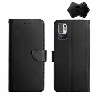 For Xiaomi Redmi Note 10 5G Genuine Leather Fingerprint-proof Horizontal Flip Phone Case(Black)