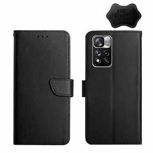 For Xiaomi Redmi Note 11 Pro Genuine Leather Fingerprint-proof Horizontal Flip Phone Case(Black)