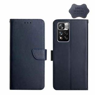 For Xiaomi Redmi Note 11 Pro Genuine Leather Fingerprint-proof Horizontal Flip Phone Case(Blue)