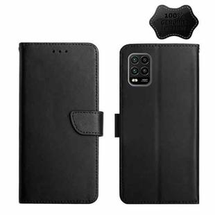 For Xiaomi Mi 10 Youth Genuine Leather Fingerprint-proof Horizontal Flip Phone Case(Black)