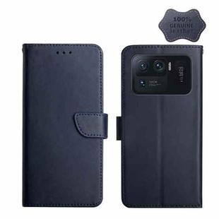 For Xiaomi Mi 11 Ultra Genuine Leather Fingerprint-proof Horizontal Flip Phone Case(Blue)