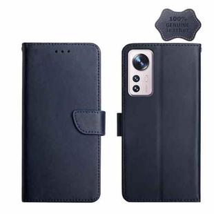 For Xiaomi 12 Genuine Leather Fingerprint-proof Horizontal Flip Phone Case(Blue)