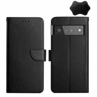 For Google Pixel 6 Genuine Leather Fingerprint-proof Horizontal Flip Phone Case(Black)