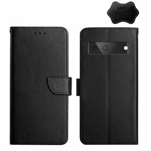 For Google Pixel 7 Genuine Leather Fingerprint-proof Horizontal Flip Phone Case(Black)