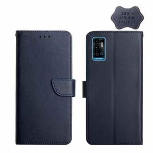 For ZTE Blade A71 Genuine Leather Fingerprint-proof Horizontal Flip Phone Case(Blue)