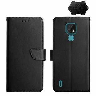 For Motorola Moto E7 Genuine Leather Fingerprint-proof Horizontal Flip Phone Case(Black)