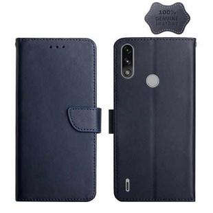 For Motorola Moto E7 Power Genuine Leather Fingerprint-proof Horizontal Flip Phone Case(Blue)