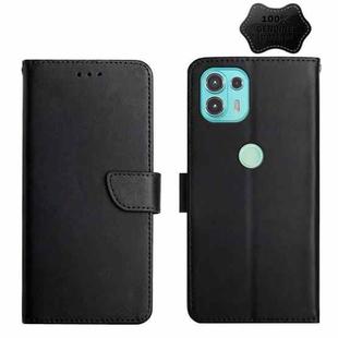 For Motorola Moto Edge 20 Lite Genuine Leather Fingerprint-proof Horizontal Flip Phone Case(Black)