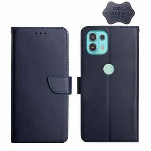 For Motorola Moto Edge 20 Lite Genuine Leather Fingerprint-proof Horizontal Flip Phone Case(Blue)