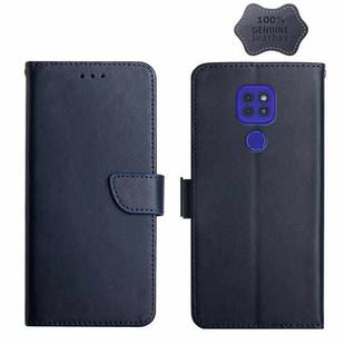 For Motorola Moto G9 Genuine Leather Fingerprint-proof Horizontal Flip Phone Case(Blue)