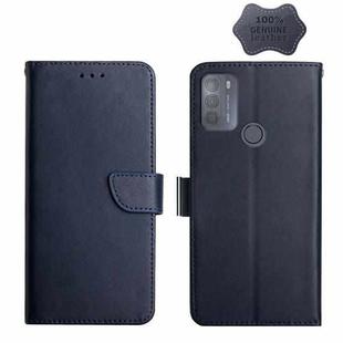 For Motorola Moto G50 Genuine Leather Fingerprint-proof Horizontal Flip Phone Case(Blue)