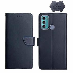 For Motorola Moto G60 Genuine Leather Fingerprint-proof Horizontal Flip Phone Case(Blue)