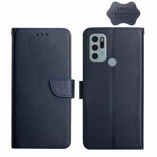 For Motorola Moto G60s Genuine Leather Fingerprint-proof Horizontal Flip Phone Case(Blue)