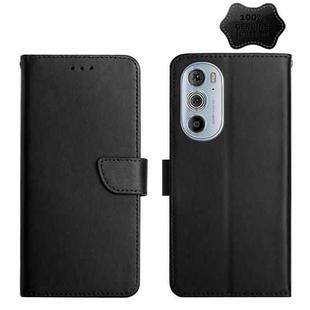 For Motorola Edge 30 Pro Genuine Leather Fingerprint-proof Horizontal Flip Phone Case(Black)