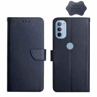 For Motorola Moto G31 / G41 Genuine Leather Fingerprint-proof Horizontal Flip Phone Case(Blue)